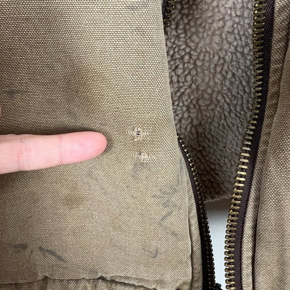 Woolrich Vest Men XL Brown Sherpa Fleece Lined Canvas Full Zip Work Outdoor WORN - Picture 6 of 16